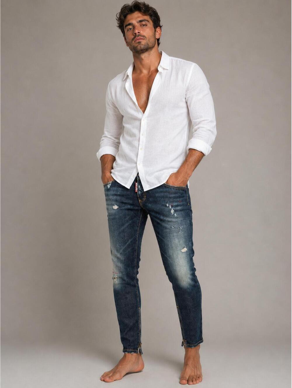 Dsquared2 Skinny Jean Dark Wash Distressed Ankle Zip Men IT 44 | NWT